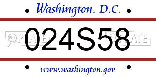 024S58 District Of Columbia License Plate