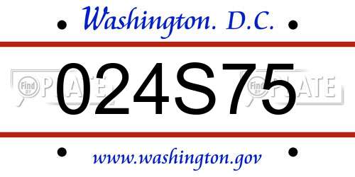 024S75 District Of Columbia License Plate