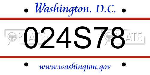 024S78 District Of Columbia License Plate