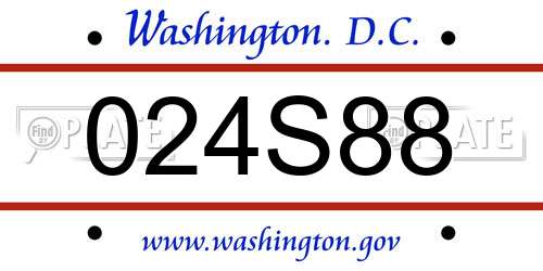 024S88 District Of Columbia License Plate