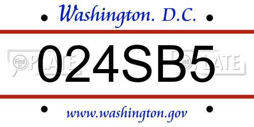 024SB5 District Of Columbia License Plate
