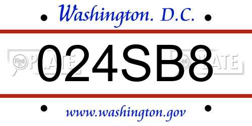 024SB8 District Of Columbia License Plate
