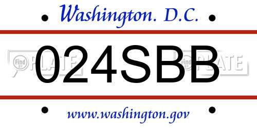 024SBB District Of Columbia License Plate