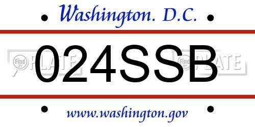 024SSB District Of Columbia License Plate