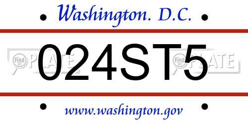 024ST5 District Of Columbia License Plate