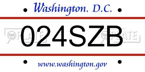 024SZB District Of Columbia License Plate