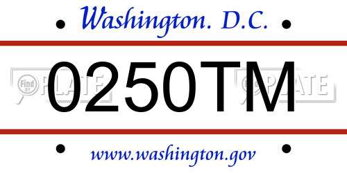 0250TM District Of Columbia License Plate