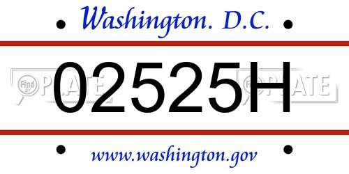 02525H District Of Columbia License Plate