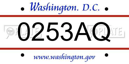 0253AQ District Of Columbia License Plate
