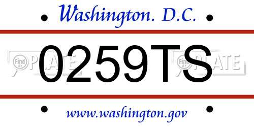 0259TS District Of Columbia License Plate