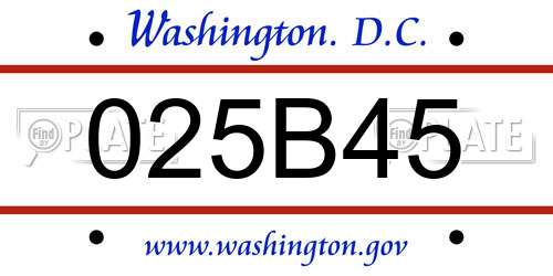 025B45 District Of Columbia License Plate