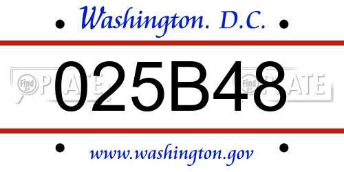 025B48 District Of Columbia License Plate