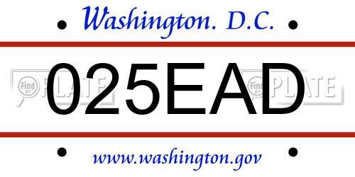 025EAD District Of Columbia License Plate