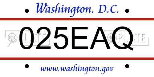 025EAQ District Of Columbia License Plate