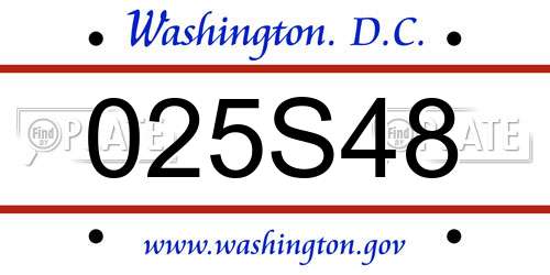 025S48 District Of Columbia License Plate