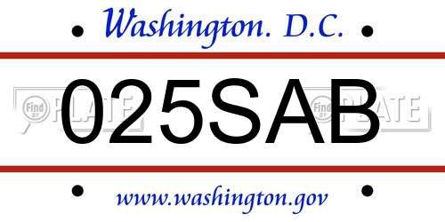 025SAB District Of Columbia License Plate
