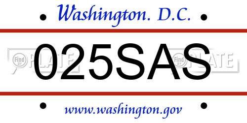 025SAS District Of Columbia License Plate