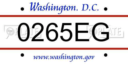 0265EG District Of Columbia License Plate
