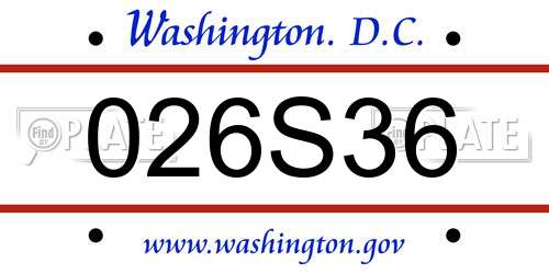 026S36 District Of Columbia License Plate