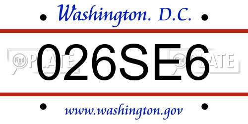 026SE6 District Of Columbia License Plate