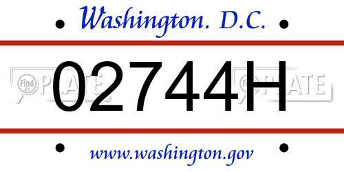 02744H District Of Columbia License Plate