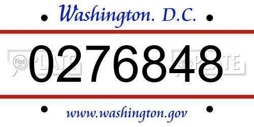 0276848 District Of Columbia License Plate