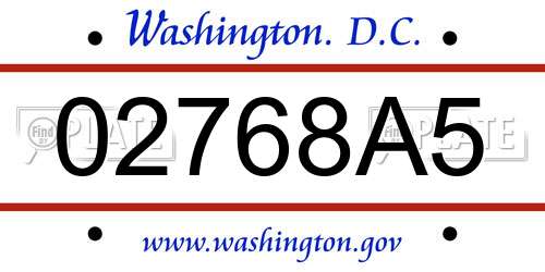 02768A5 District Of Columbia License Plate