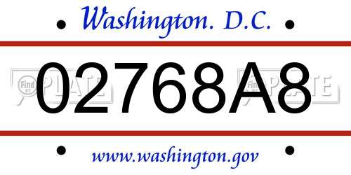 02768A8 District Of Columbia License Plate