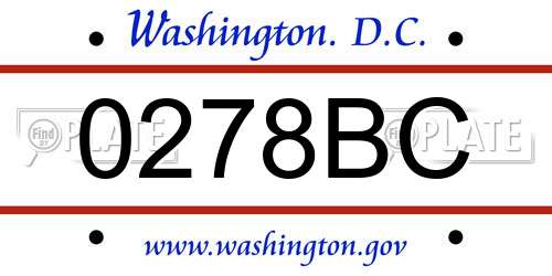 0278BC District Of Columbia License Plate