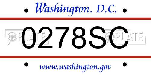 0278SC District Of Columbia License Plate
