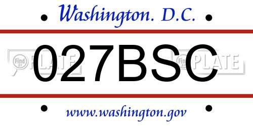 027BSC District Of Columbia License Plate