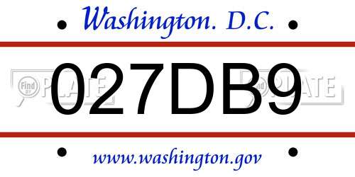 027DB9 District Of Columbia License Plate