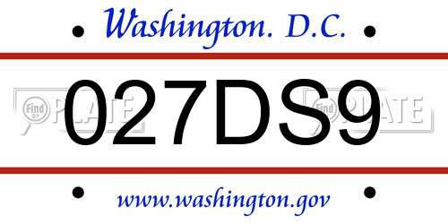 027DS9 District Of Columbia License Plate