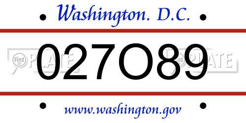027O89 District Of Columbia License Plate