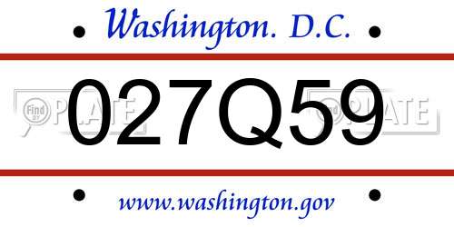 027Q59 District Of Columbia License Plate