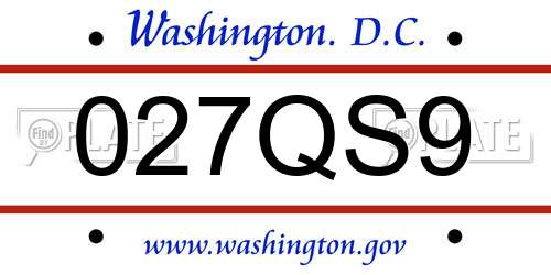 027QS9 District Of Columbia License Plate