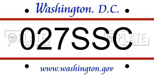 027SSC District Of Columbia License Plate