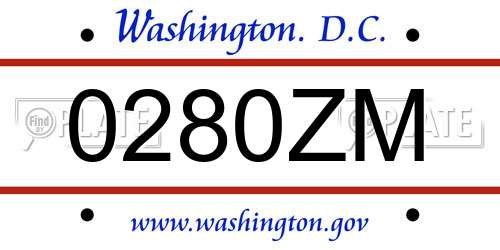 0280ZM District Of Columbia License Plate