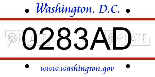 0283AD District Of Columbia License Plate
