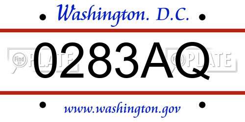 0283AQ District Of Columbia License Plate