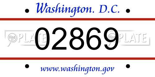 02869 District Of Columbia License Plate