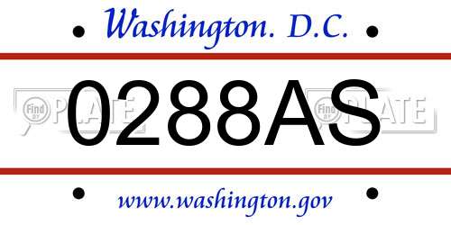 0288AS District Of Columbia License Plate