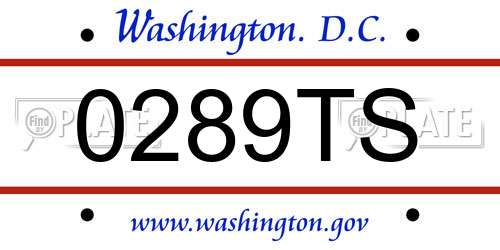 0289TS District Of Columbia License Plate