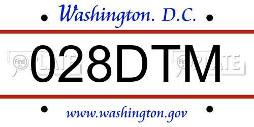 028DTM District Of Columbia License Plate