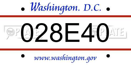 028E40 District Of Columbia License Plate