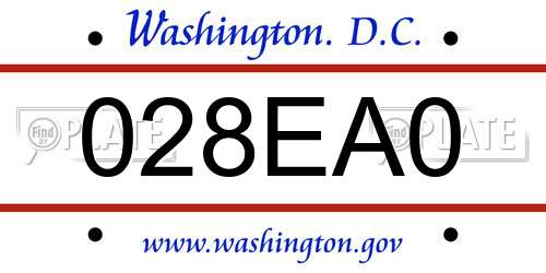 028EA0 District Of Columbia License Plate