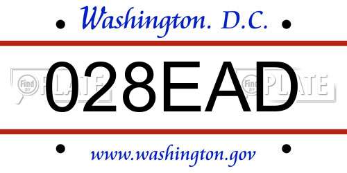 028EAD District Of Columbia License Plate