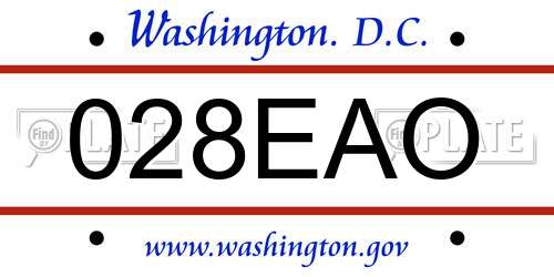 028EAO District Of Columbia License Plate