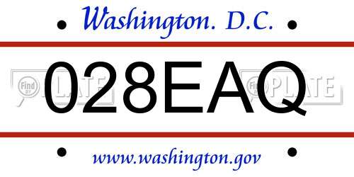 028EAQ District Of Columbia License Plate