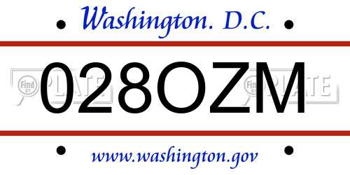 028OZM District Of Columbia License Plate